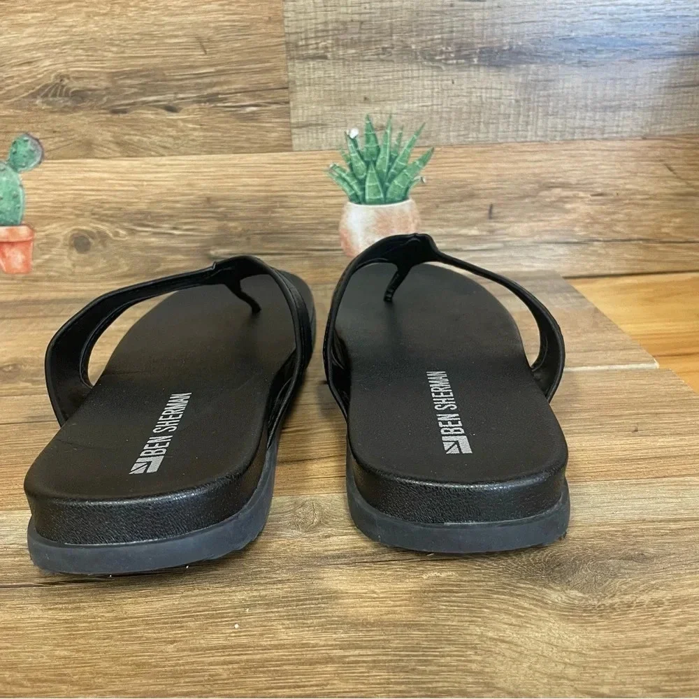Ben Sherman men’s flip flop sandals faux leather size 9 black